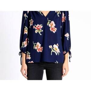 NEW RENEEC. floral blouse 3/4 sleeve top in blue